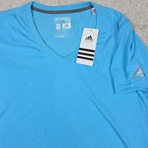 Adidas Performance Ultimate T-Shirt Womens‎ Size S Blue Logo Short Sleeve NWT